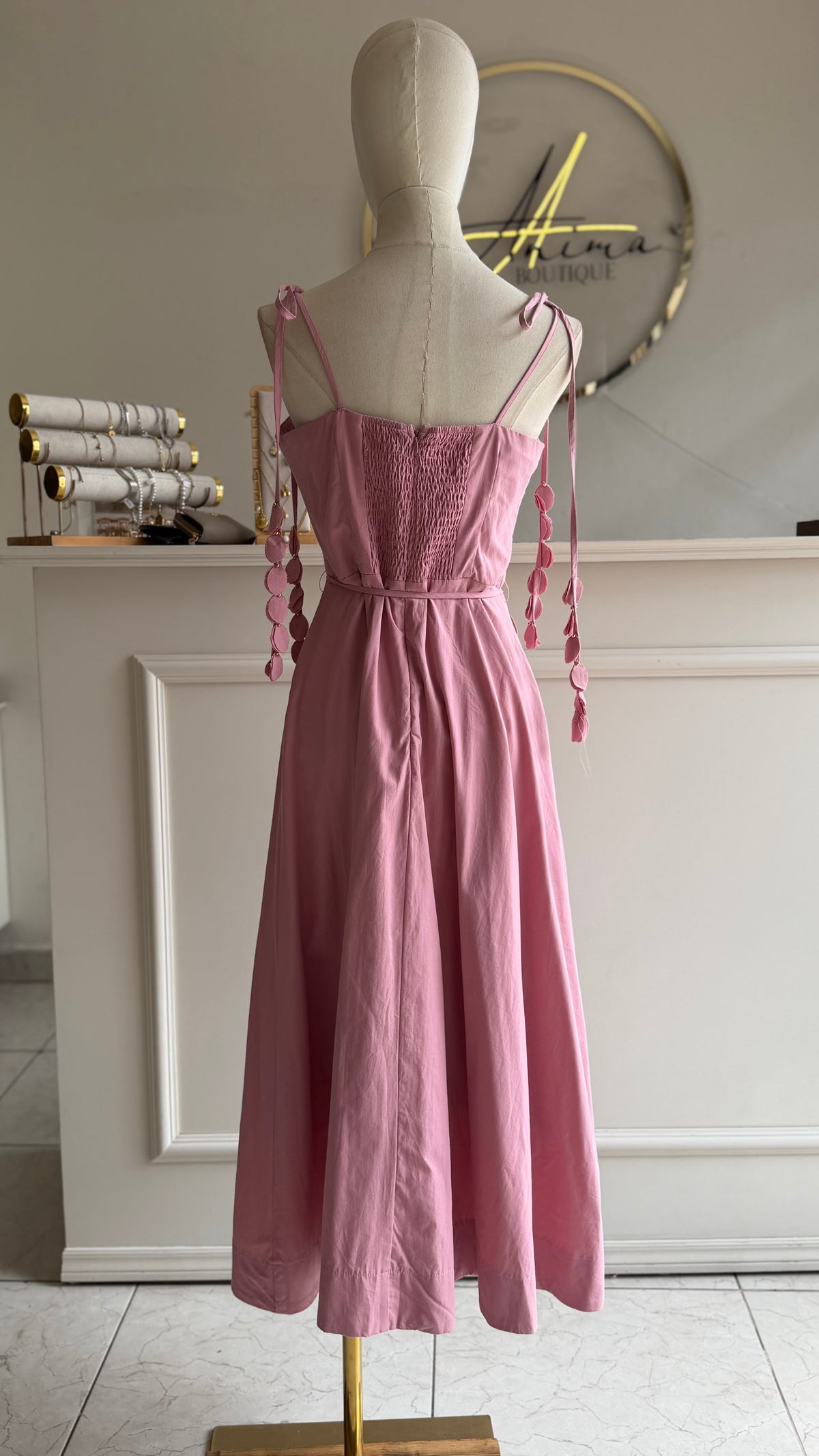 Vestido midi rosa