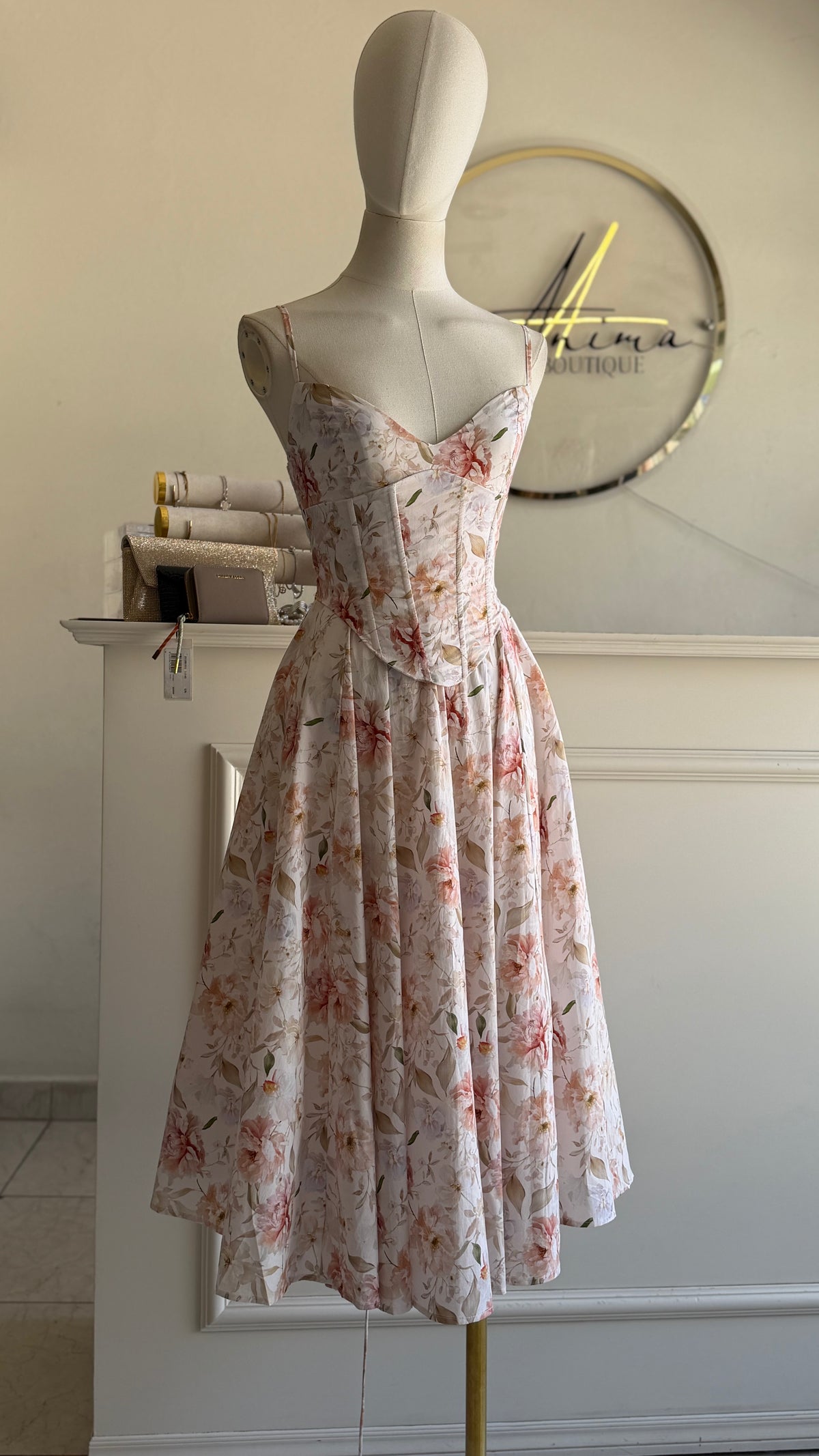 Vestido midi corset floral