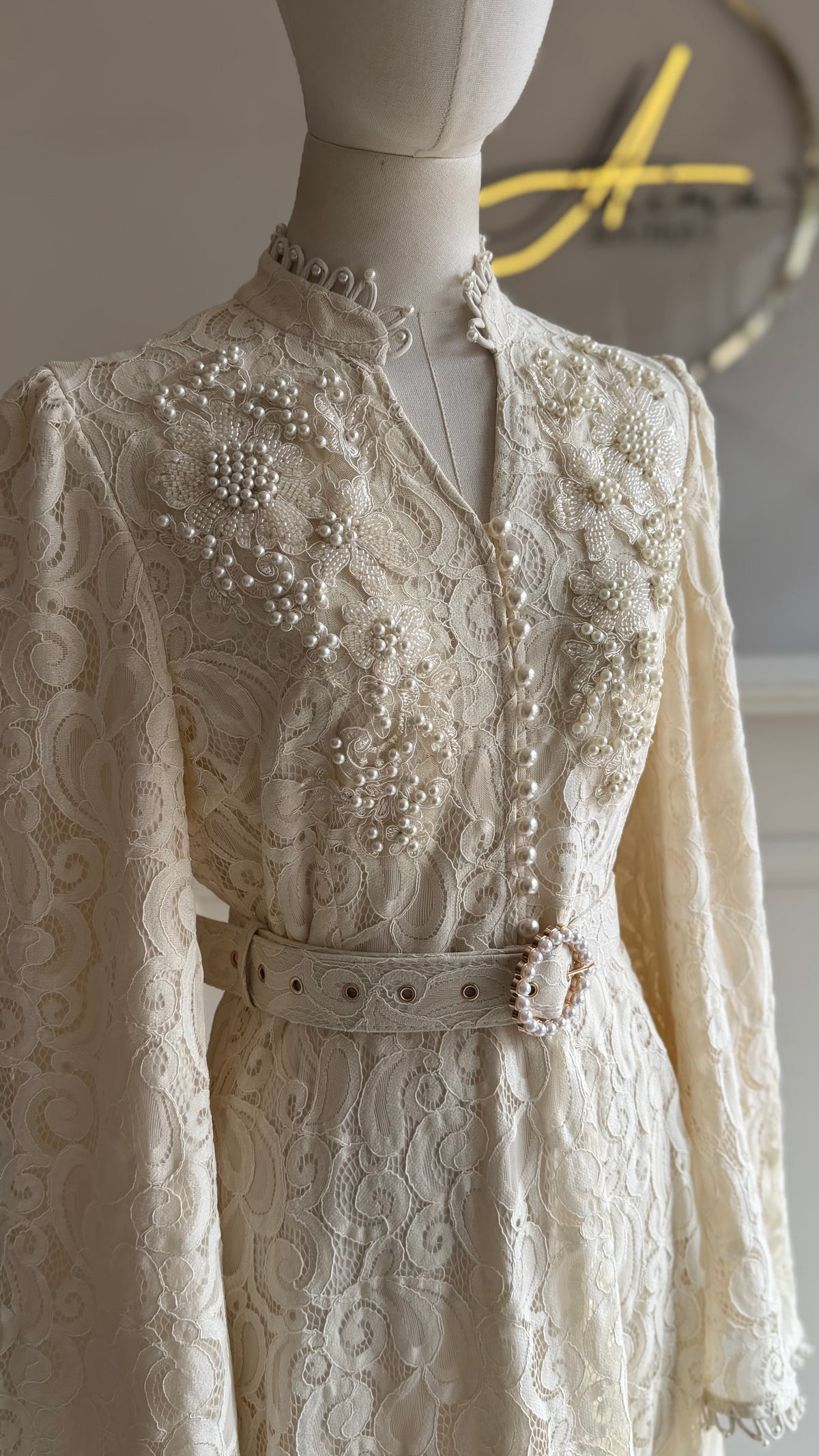 Vestido ivory perlas