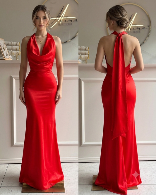 Vestido satin rojo