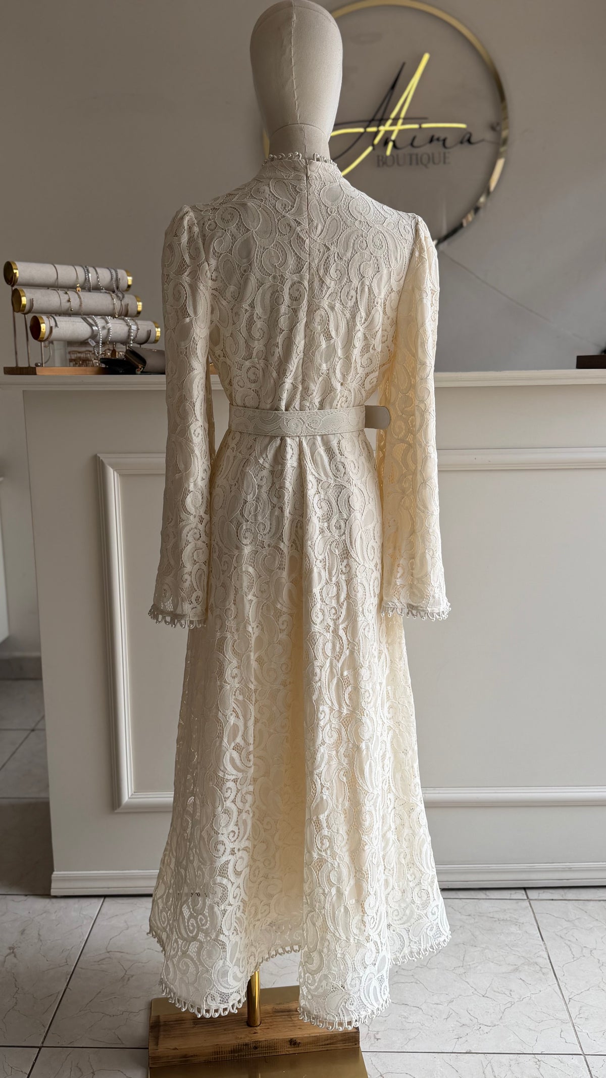 Vestido ivory perlas