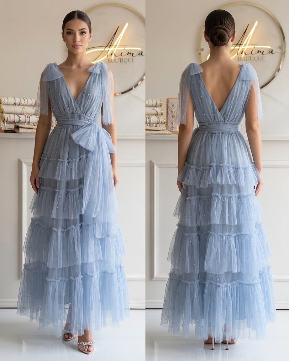 Vestido Olanes azul cielo