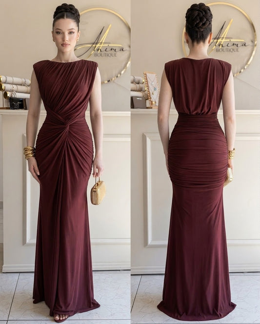 Vestido drapeado chocolate