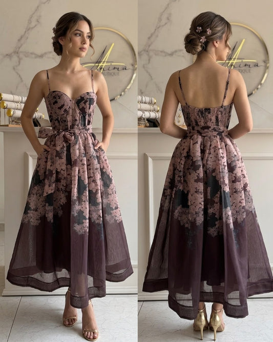 Vestido midi café