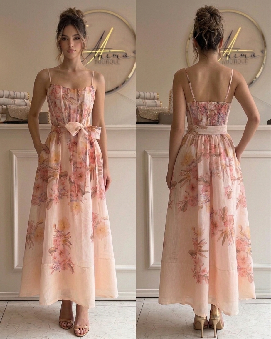 Vestido midi flores