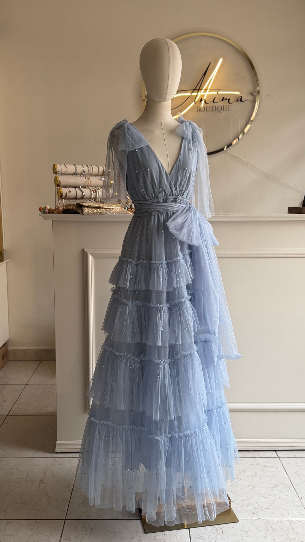 Vestido Olanes azul cielo