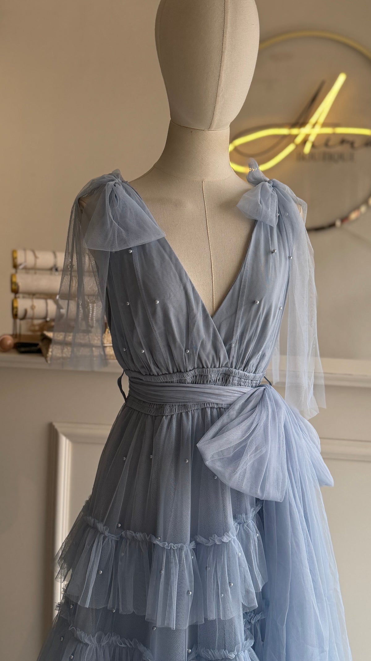 Vestido Olanes azul cielo