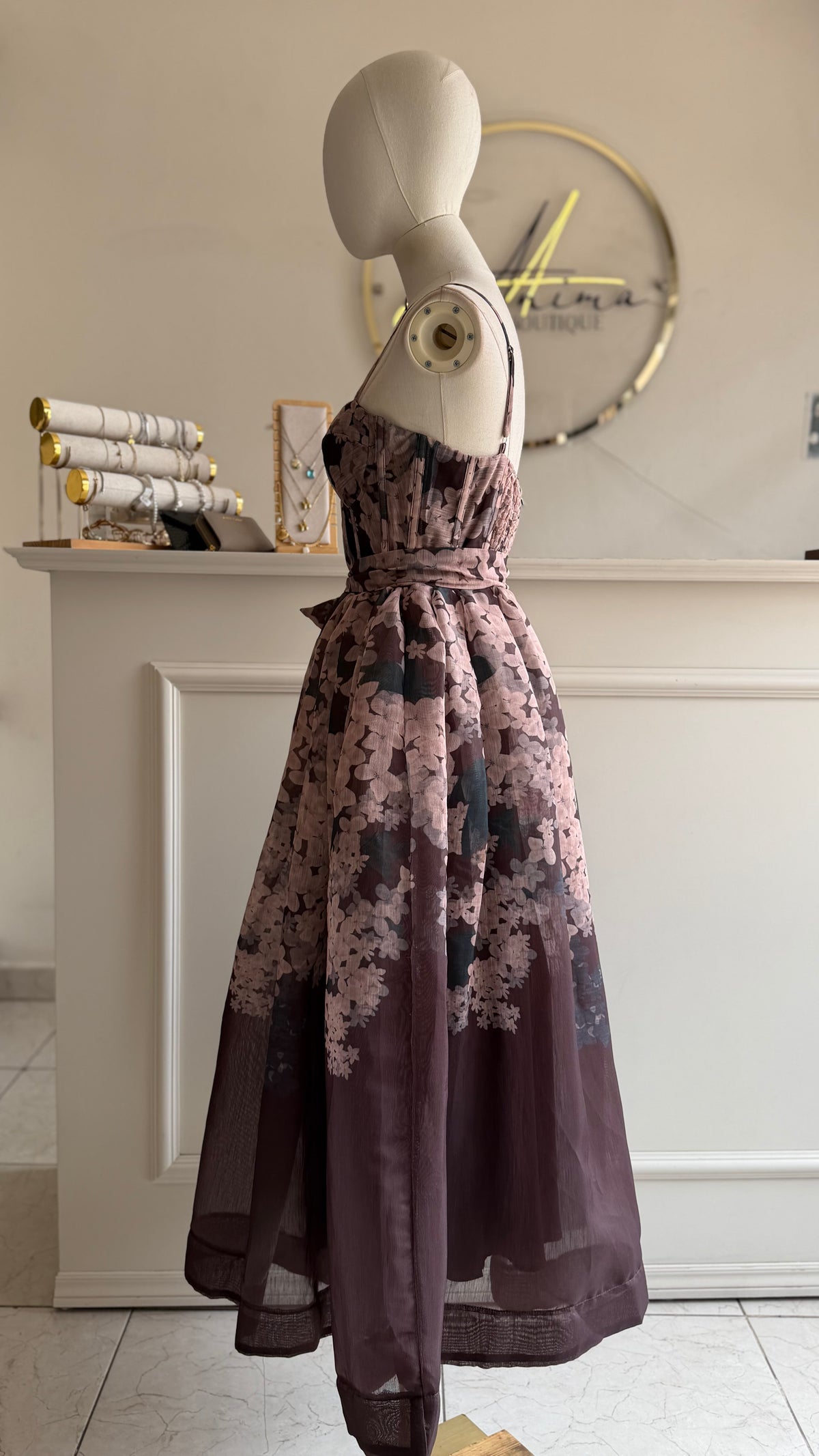 Vestido midi café
