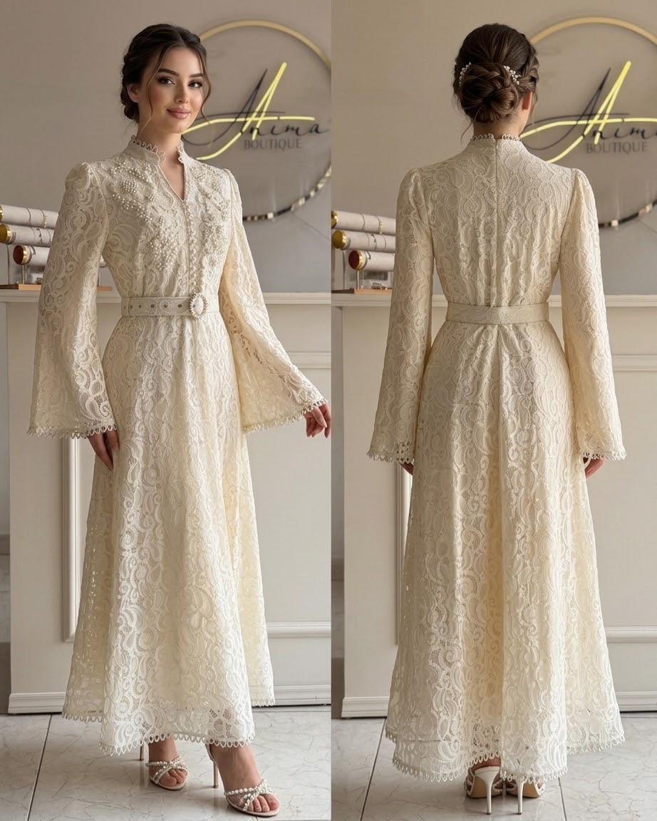 Vestido ivory perlas