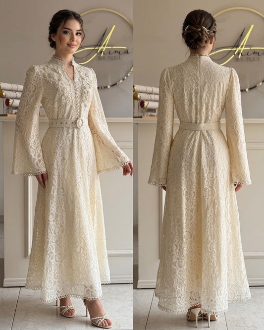 Vestido ivory perlas