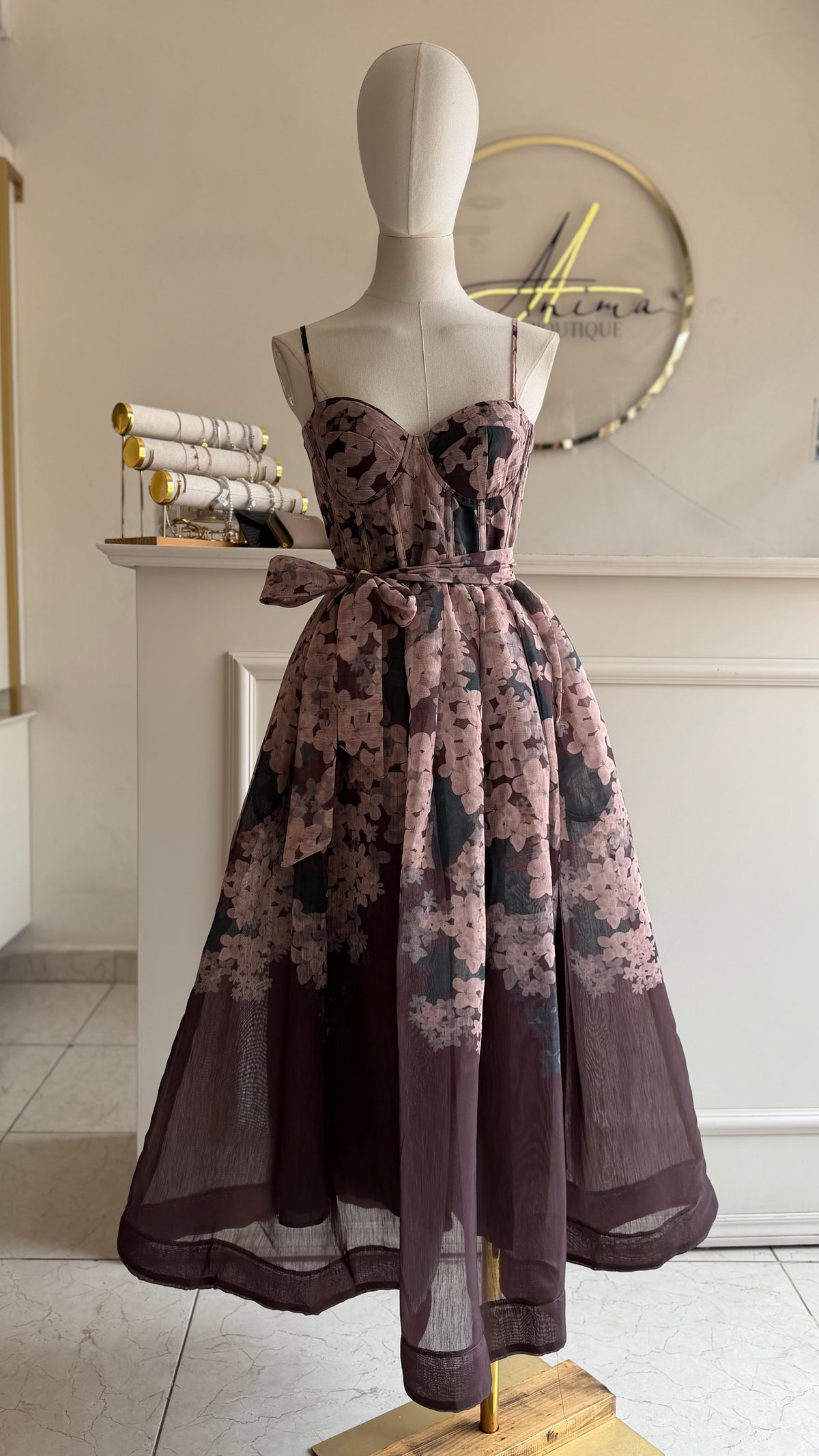 Vestido midi café