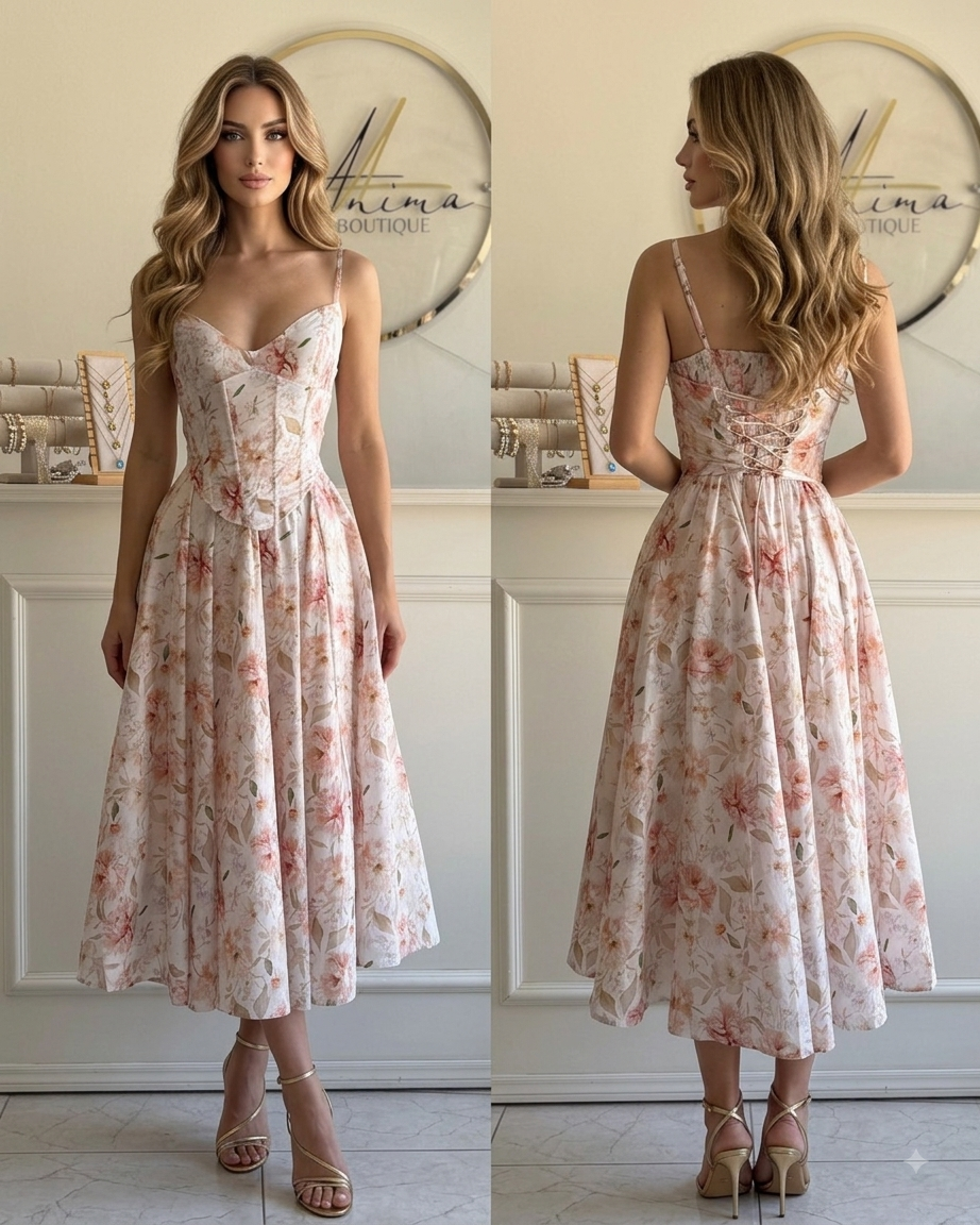 Vestido midi corset floral