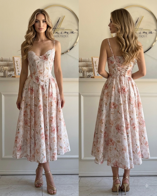 Vestido midi corset floral