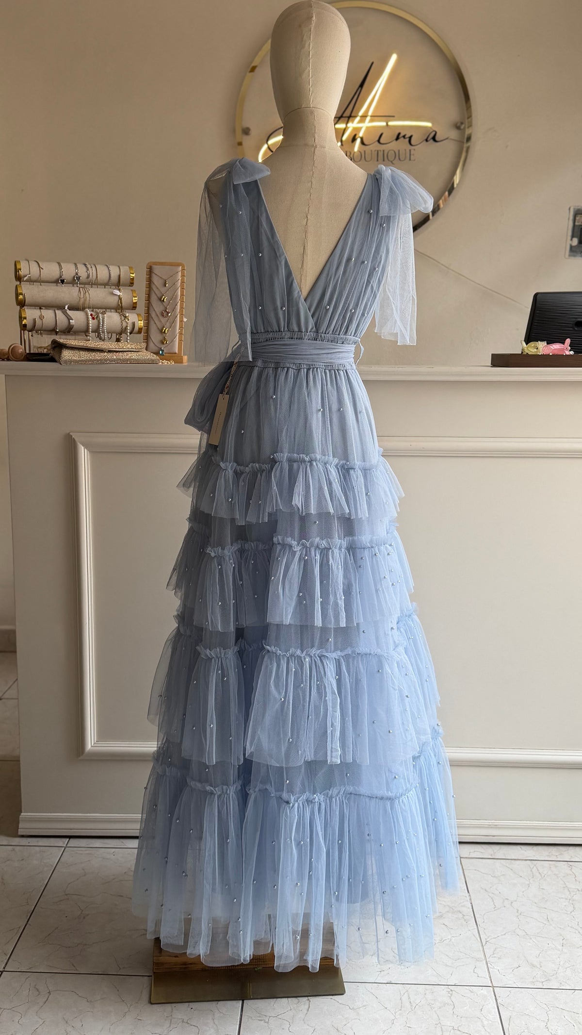 Vestido Olanes azul cielo