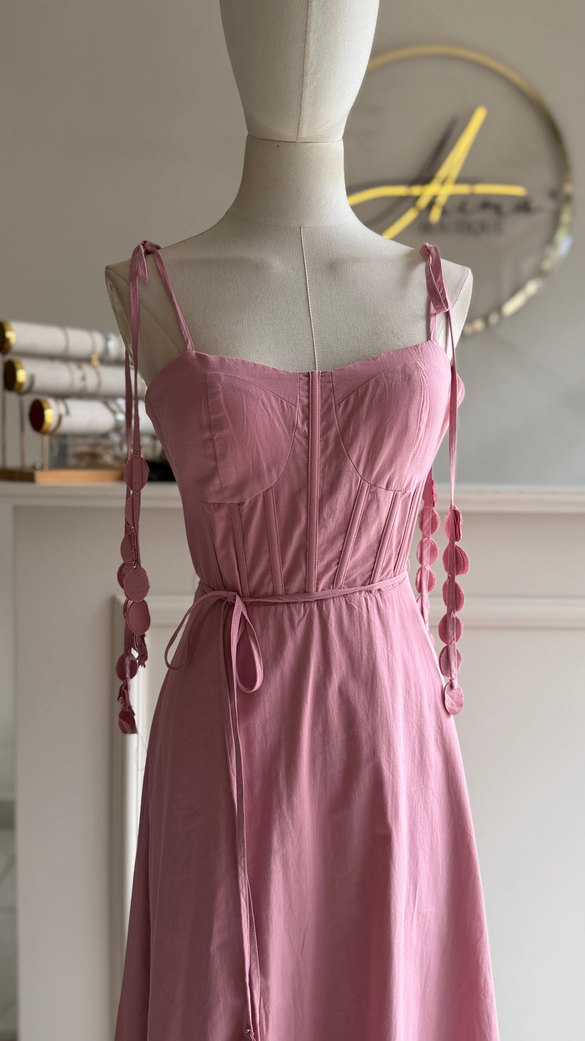 Vestido midi rosa