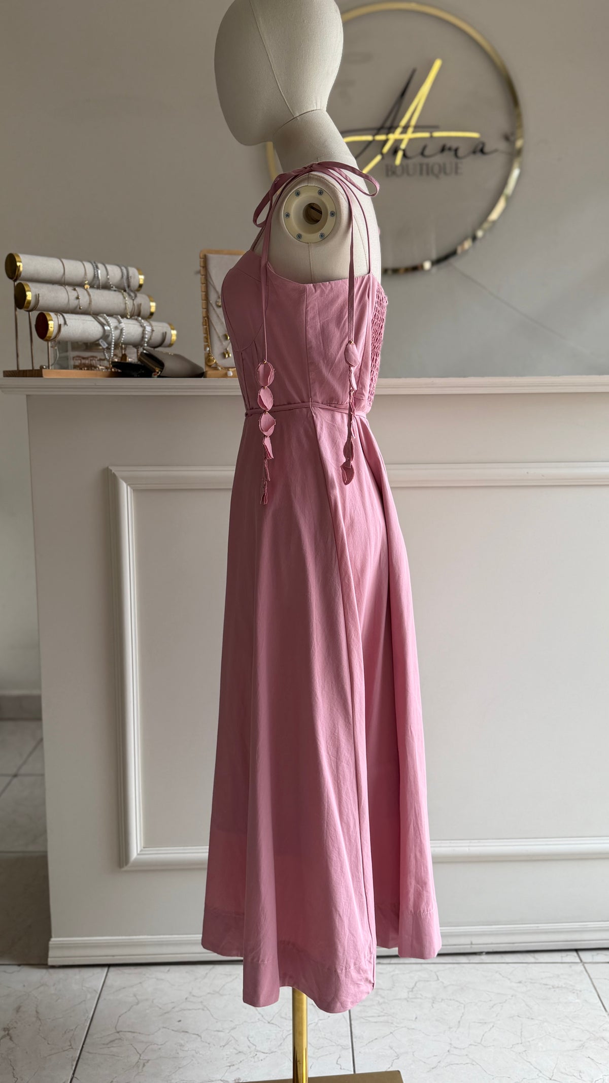 Vestido midi rosa