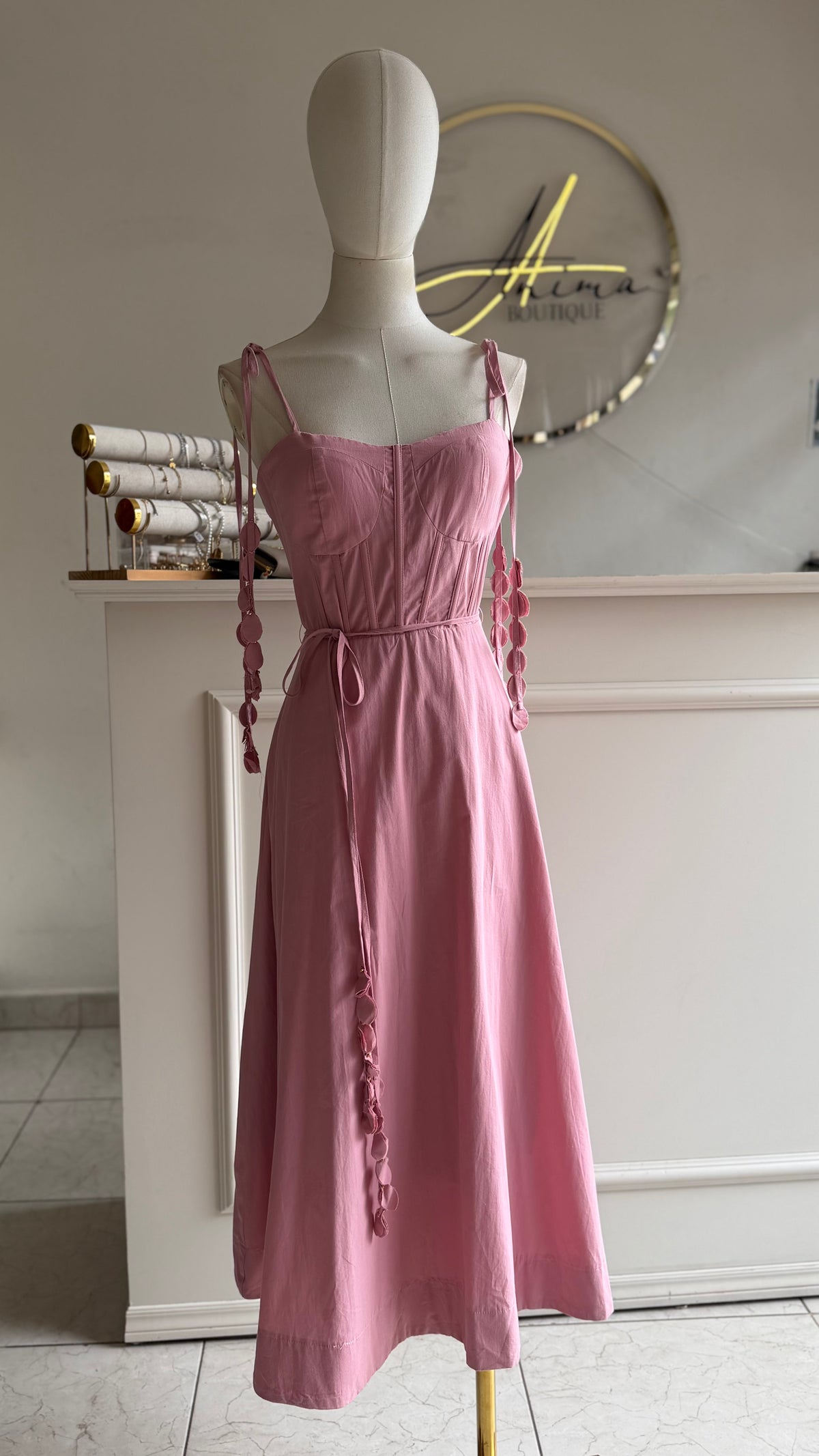 Vestido midi rosa