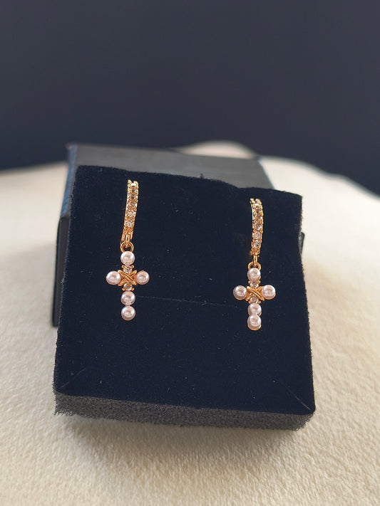 ORECCHINO CERCHIETTO CROCE GOLD ZIRCONI