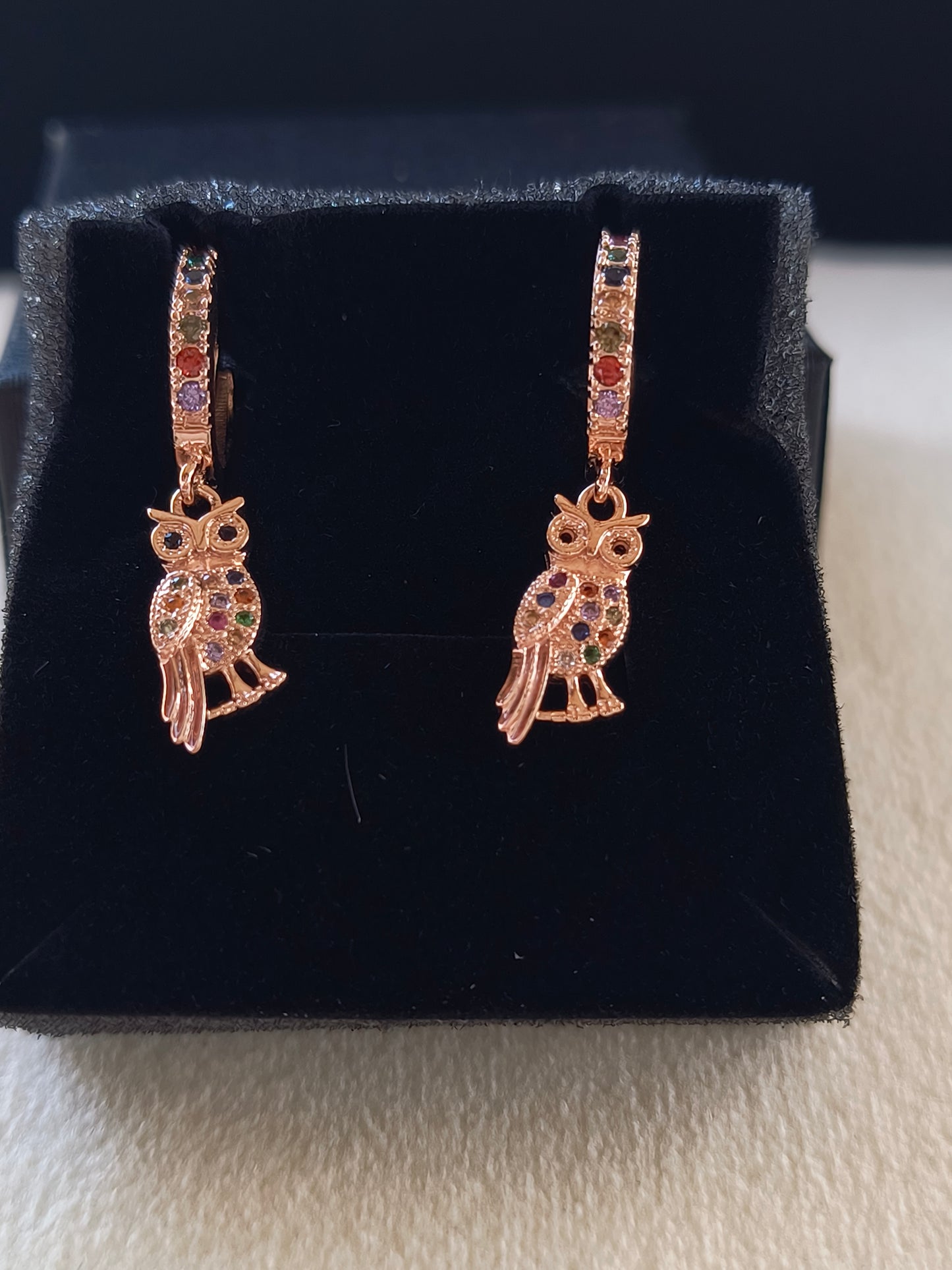 ORECCHINO CERCHIETTO GUFETTO ROSE GOLD ZIRCONI