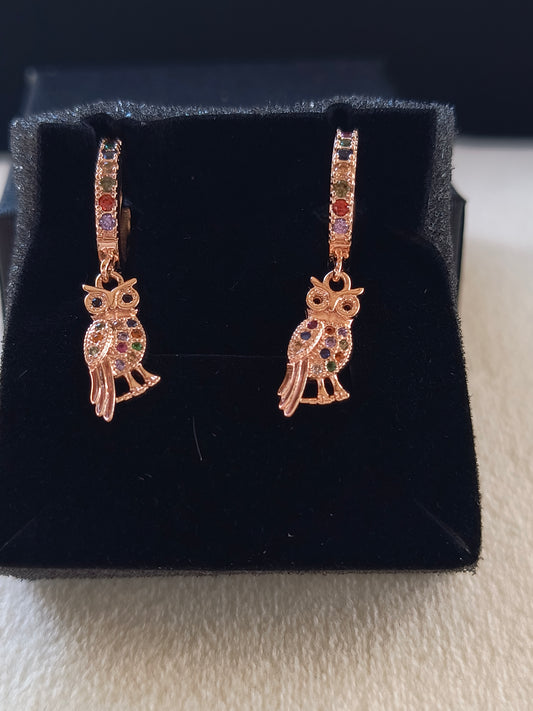 ORECCHINO CERCHIETTO GUFETTO ROSE GOLD ZIRCONI