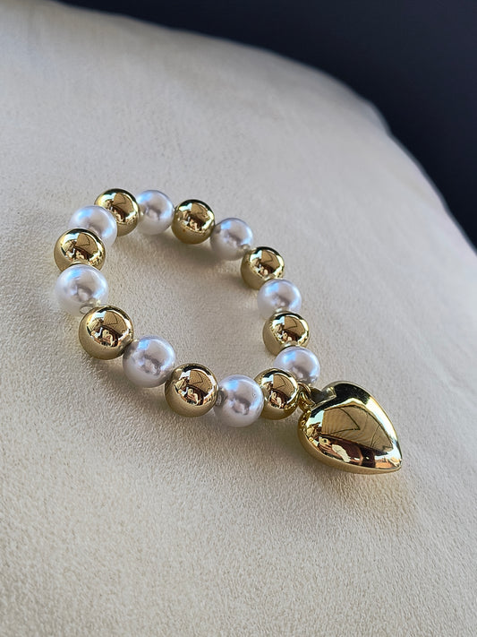 BRACCIALE REGINA DI CUORI GOLD & WHITE