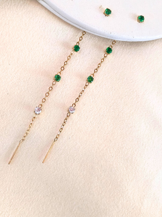 ORECCHINI CHANDELIER VERDE ZIRCONI