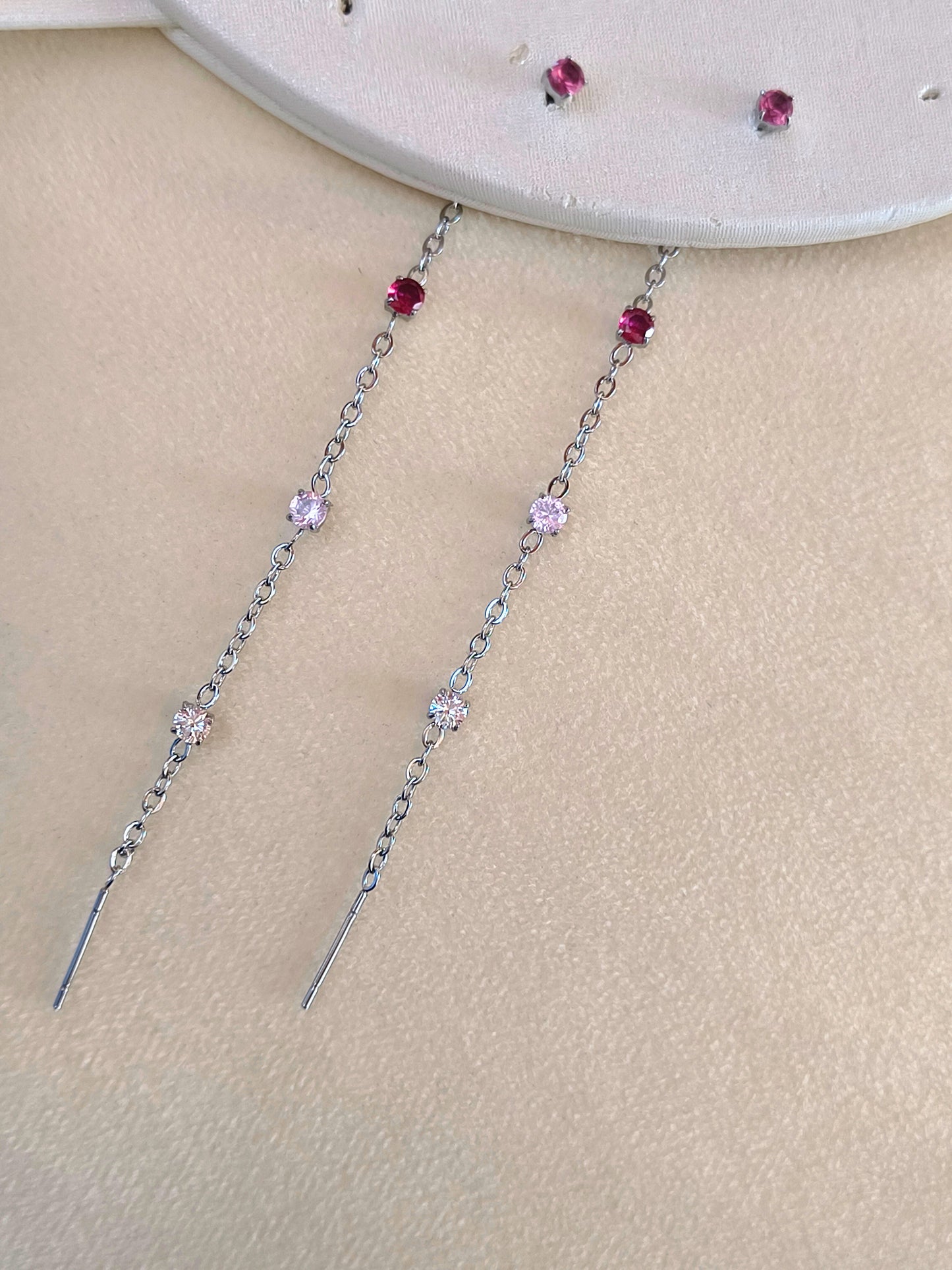ORECCHINI CHANDELIER ROSA ZIRCONI